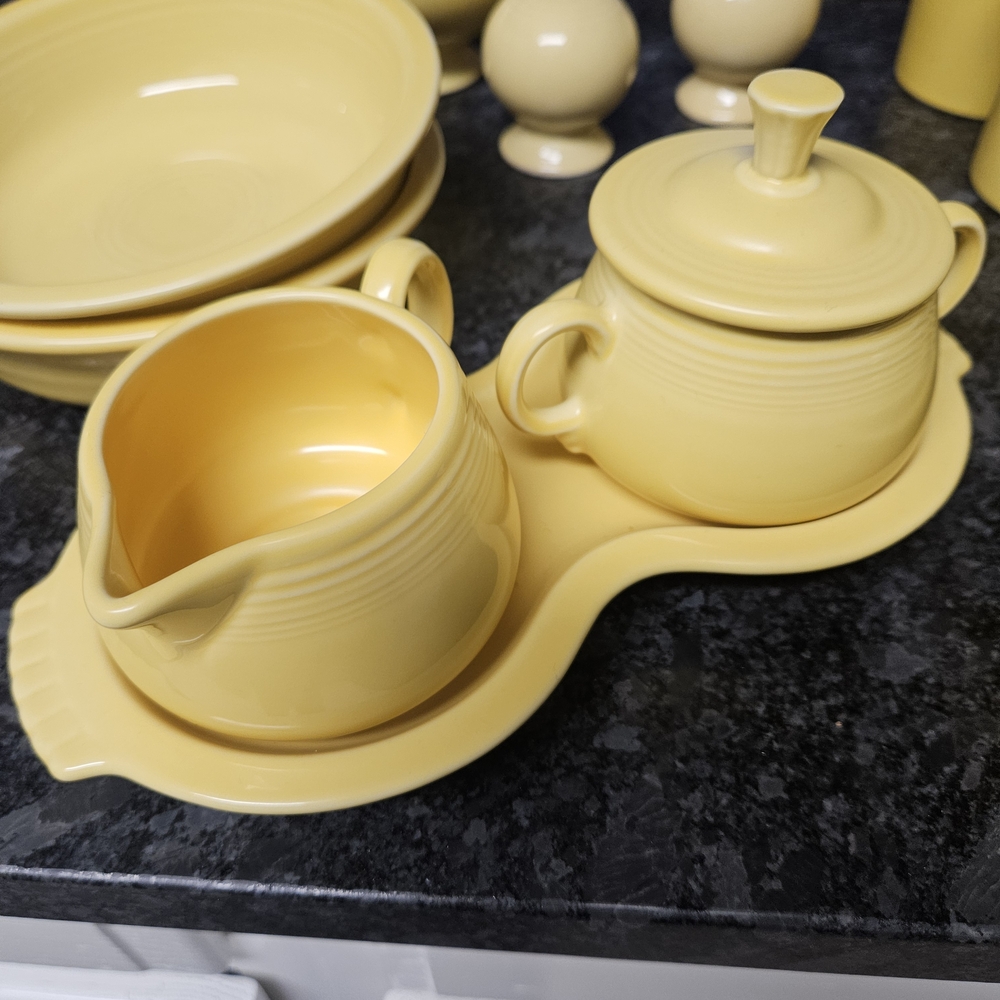 Yellow Ceramic Creamer and Sugar Set